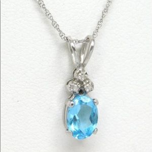 🌟SOLD🌟 Blue Topaz & Diamond Pendant Set in 14K Gold